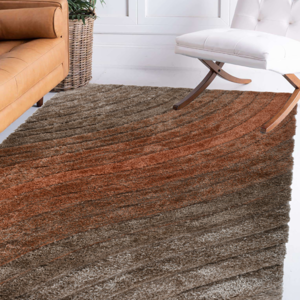 N36-Wavy Stripe - Rust & Grey